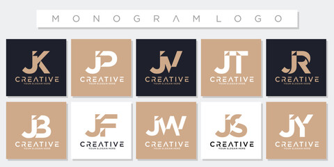 Collection monogram initials j logo design template