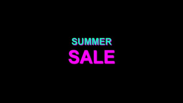 Intro for sales  Summer Sale. Color text animation on black background. Perfect video for summer sales, online stores, any online sales and other.