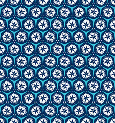 Seamless abstract floral pattern. Blue and white vector background. Geometric flowers ornament. Repeating geometric pattern. Graphic modern pattern. Great design for fabric, textile, cover, wrapping.