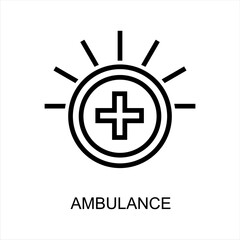 Ambulance icon. Medical ambulance linear icon. hospital and medicine symbol. simple line design on white background. vector eps10