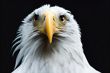 Obraz premium Proud portrait of bald eagle with black background