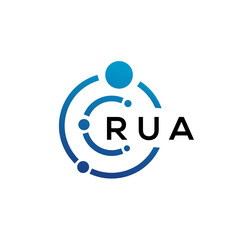 RUA letter technology logo design on white background. RUA creative initials letter IT logo concept. RUA letter design.