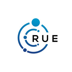 RUE letter technology logo design on white background. RUE creative initials letter IT logo concept. RUE letter design.