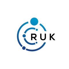Fototapeta na wymiar RUK letter technology logo design on white background. RUK creative initials letter IT logo concept. RUK letter design.