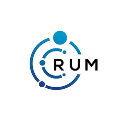 RUM letter technology logo design on white background. RUM creative initials letter IT logo concept. RUM letter design.