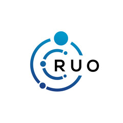 Fototapeta na wymiar RUO letter technology logo design on white background. RUO creative initials letter IT logo concept. RUO letter design.