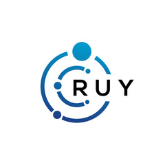 RUY letter technology logo design on white background. RUY creative initials letter IT logo concept. RUY letter design.