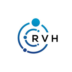 Obraz na płótnie Canvas RVH letter technology logo design on white background. RVH creative initials letter IT logo concept. RVH letter design.