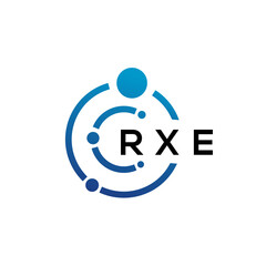 RXE letter technology logo design on white background. RXE creative initials letter IT logo concept. RXE letter design.