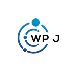 WPJ letter technology logo design on white background. WPJ creative initials letter IT logo concept. WPJ letter design.