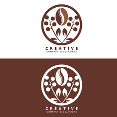 Coffee Logo Vector Caffeine Drink Symbol With Coffee Brown Color Design For Restaurant, Cafe And Bar.