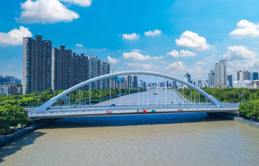 Obraz premium Scenery of Qin Bridge on Fenghua River, Ningbo, China
