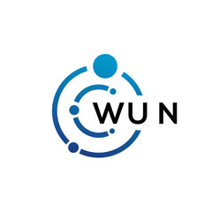 WUN letter technology logo design on white background. WUN creative initials letter IT logo concept. WUN letter design.
