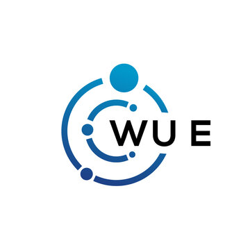 WUE letter technology logo design on white background. WUE creative initials letter IT logo concept. WUE letter design.