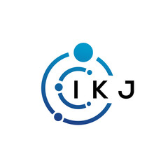 IKJ letter technology logo design on white background. IKJ creative initials letter IT logo concept. IKJ letter design.
