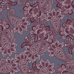 Fototapeta na wymiar Paisley Floral oriental ethnic Pattern. Seamless Vector Ornament. Damask fabric patterns.