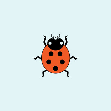 Cute Ladybug Cartoon. Vector illustration, isolated, on blue background.	
