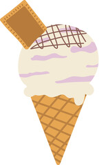 Hand drawn grape vanilla ice cream and cookies