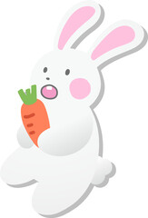 mid autumn festival cartoon animal rabbit holding a carrot