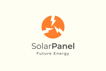 Solar panel energy logo with simple and modern shape for electricity manufacturing and installation company