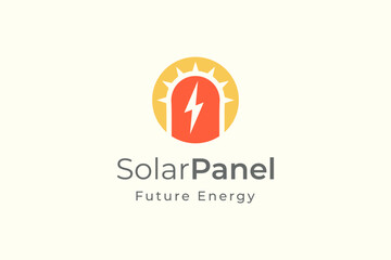 Solar panel energy logo with simple and modern shape for electricity manufacturing and installation company