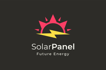 Solar panel energy logo with simple and modern shape for electricity manufacturing and installation company
