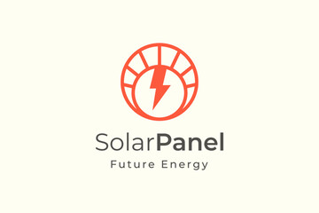 Solar panel energy logo with simple and modern shape for electricity manufacturing and installation company