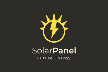 Solar panel energy logo with simple and modern shape for electricity manufacturing and installation company