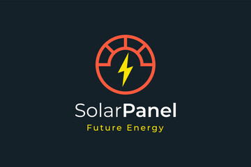 Solar panel energy logo with simple and modern shape for electricity manufacturing and installation company
