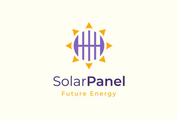 Solar panel energy logo with simple and modern shape for electricity manufacturing and installation company