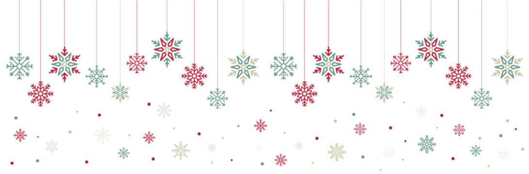 Flocons de neige - Bannière - Fêtes de Noël - Décorations autour des fêtes de fin d'année