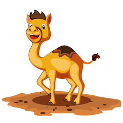 cute Cartoon funny camel with saddlery vector illustration.