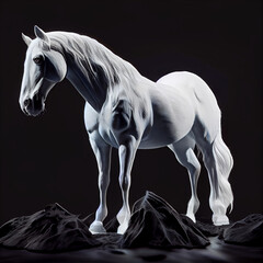 Fototapeta na wymiar White horse isolated on black