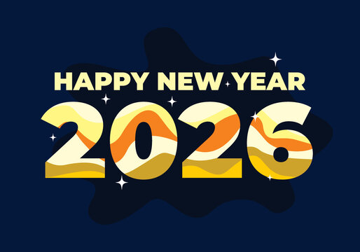 Yellow color style of happy new year 2026