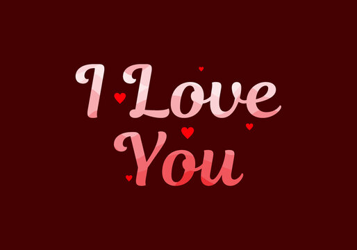 Modern red color of I Love You text sign
