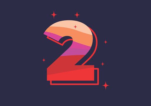 Number 2 bold with a modern and festive style