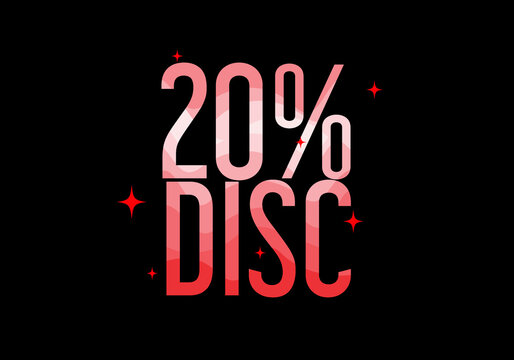 Red color of 20% discount text sign design