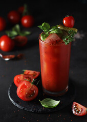 A glass with cold bloody mary cocktail	