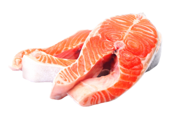 Raw salmon steak isolated