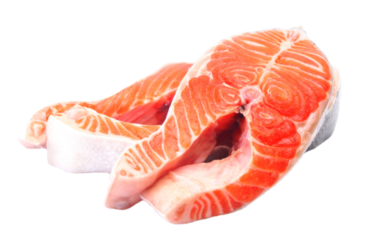 Raw salmon steak isolated