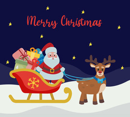 Fototapeta premium Christmas set with characters: santa claus, gingerbread man, reindeer, polar bear, snowman, penguin, family, cat and dog. Flat vector style. Happy New Year and Merry Christmas. Holiday illustrations.