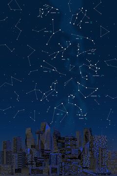 zodiac horoscope stars constellation space symbol, mystic astrology night sky map. thin line design vector illustration