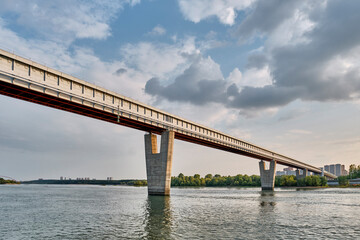 Fototapeta na wymiar Novosibirsk Metro Bridge over Ob River in Novosibirsk, Russia.