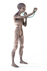 Humanoid alien with medical stethoscope, illustration