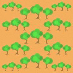Fototapeta premium illustrazione con ripetizione di alberi rigogliosi su sfondo color nocciola