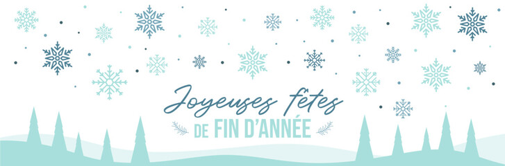 Joyeuses fêtes de fin d'année - Bannière - Illustrations et titre autour des fêtes de Noël - obrazy, fototapety, plakaty