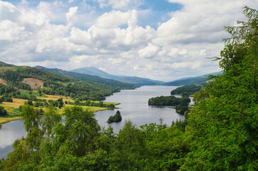 Fototapeta na wymiar lake and mountains, Queens View, Pitlochry, Scotland