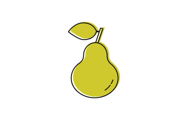 Green pear. Pear flat design vector illustration isolated on white background. Vegetarian food. Healthy diet. Vector illustration design.