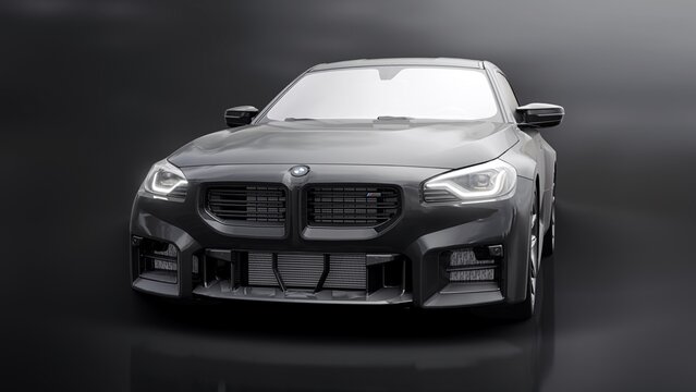 Berlin. Germany. November 16, 2022. BMW M2 Coupe G87 2023. Lightweight Sports Coupe for City, Highway and Sports Track. 3d illustration