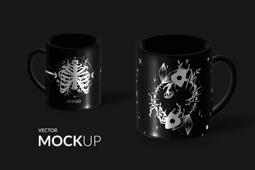 Mock-up Black Cup Vector mesh illustration for your design
